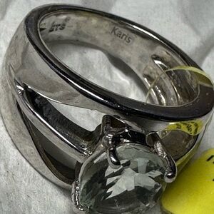 Karis Sterling Silver Ring with Light Green Gemstone